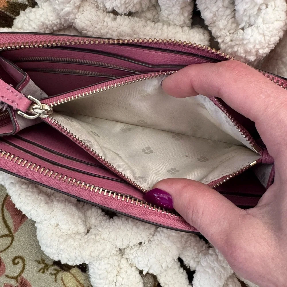 Kate Spade Sylvia Pink Leather Zip Around Wallet